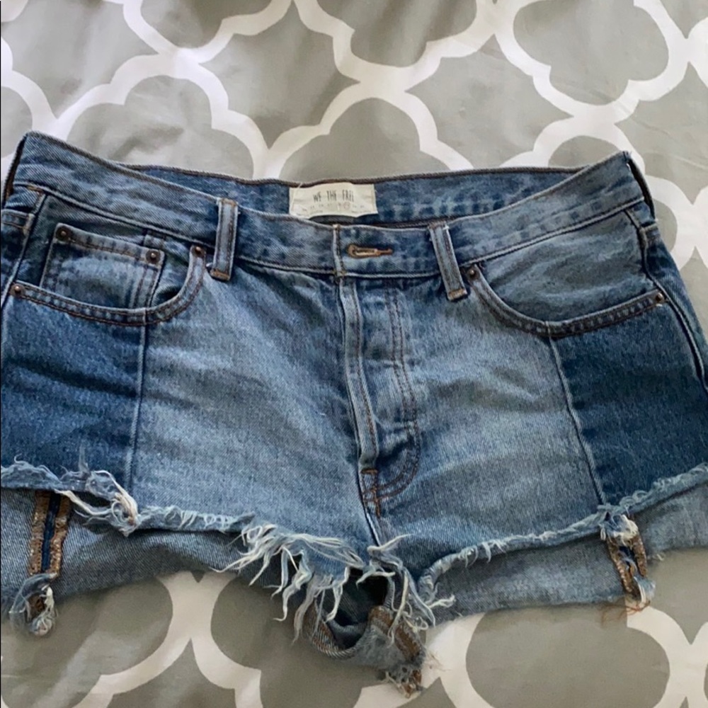 Free People color blocking denim shorts size 29